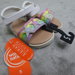 Wonder Nation Rainbow Star Sandals Toddler Girls Size 5 Adjustable White
